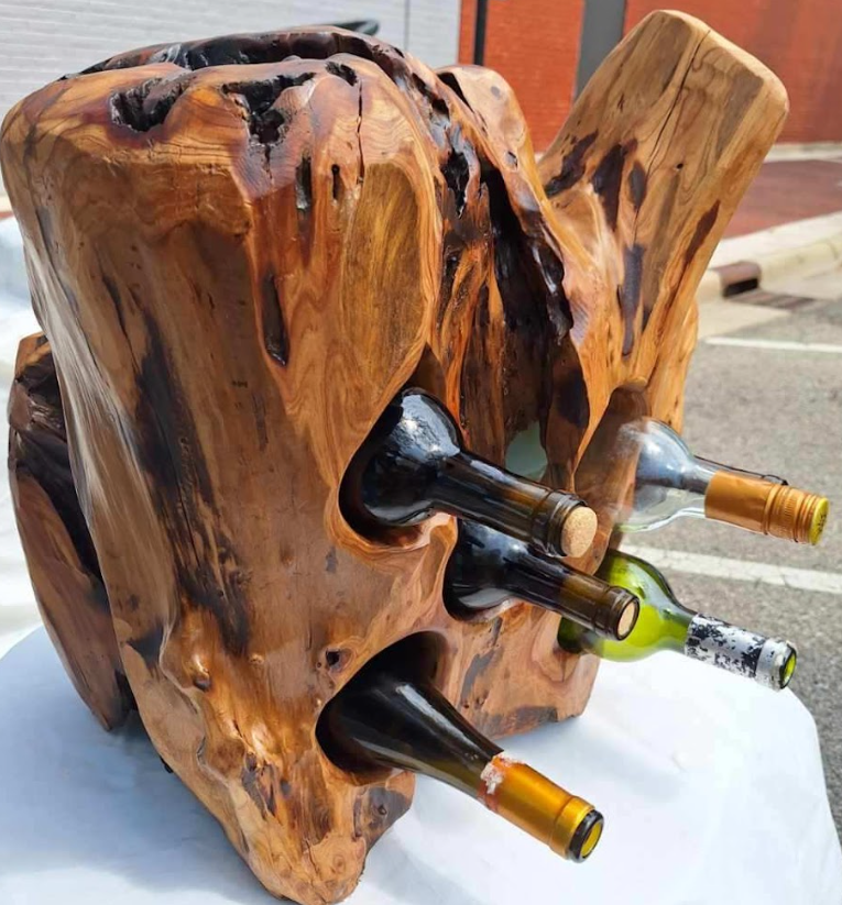 Wine Bottle Conversation Piece Wine Rack Cedar Stump Bottle Wine